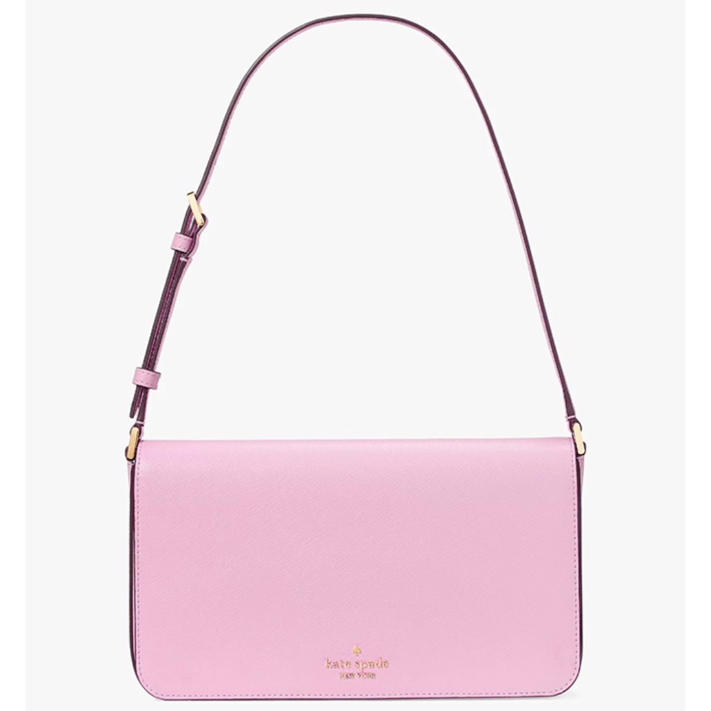 S Kate Spade Staci Pink Leather Flap Shoulder Bag Berry Cream Purse Kf371 Nwt